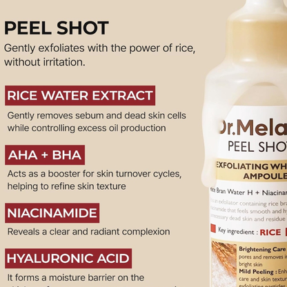 2pcs Dr. Melaxin Peel Shot Glow Kit : White & Black Rice Peeling Ampoule