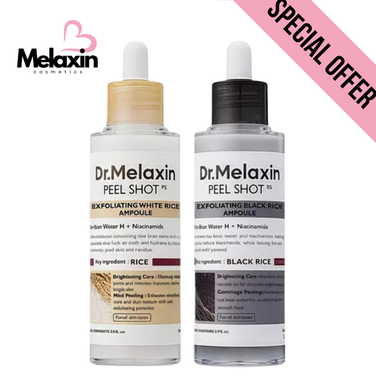 2pcs Dr. Melaxin Peel Shot Glow Kit : White & Black Rice Peeling Ampoule
